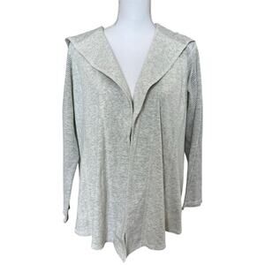 Chico's Cardigan Women's Grey Hoodie Mesh Sleeves Missing size tag - See pics